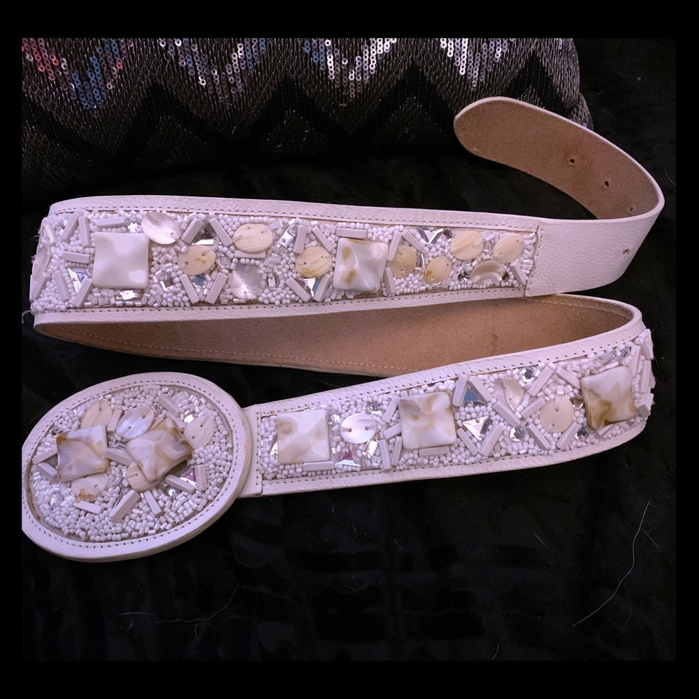 White beaded belt